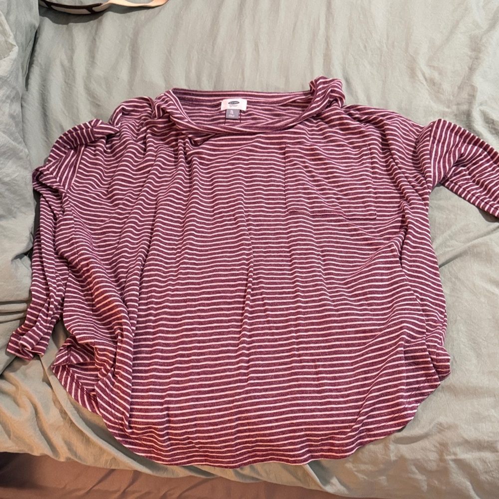 Old Navy Maroon Striped Long Sleeve Top